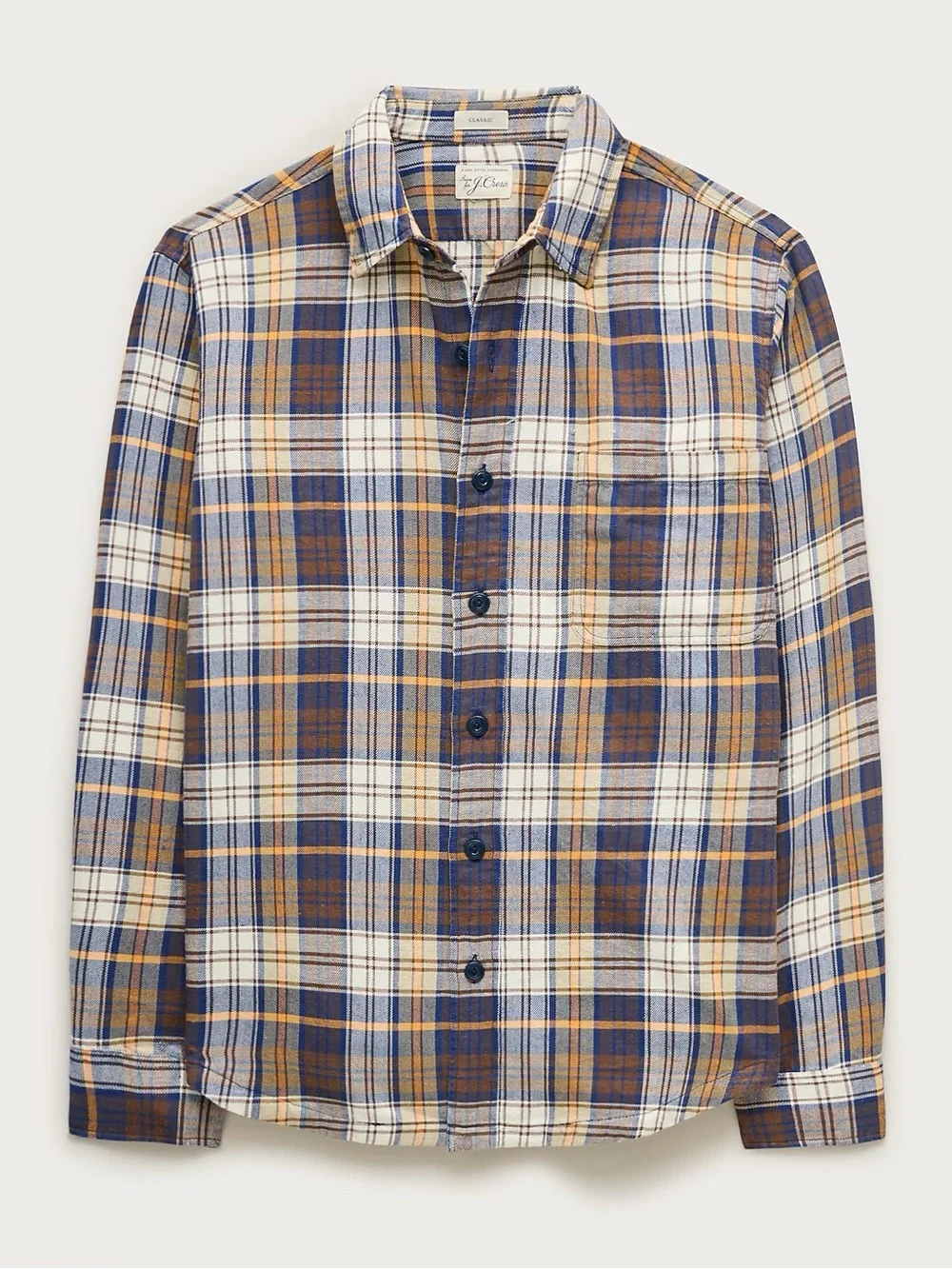 J. Crew Cotton-hemp blend twill shirt in Plaid Blue (Multi) Size M $98 CS016